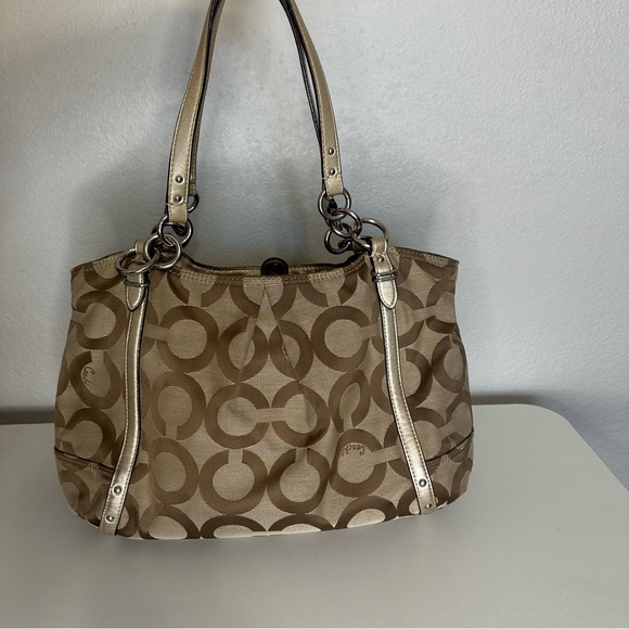 Coach Y2K Tan, Brown and Gold Alexandra Bag with Dusty. - Picture 2 of 16